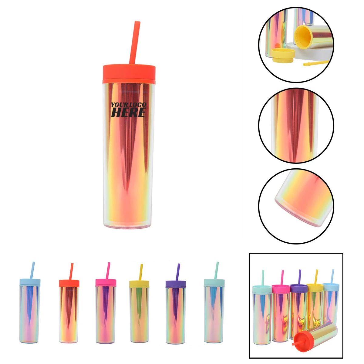Skinny Laser Reusable Cup With Straw 1