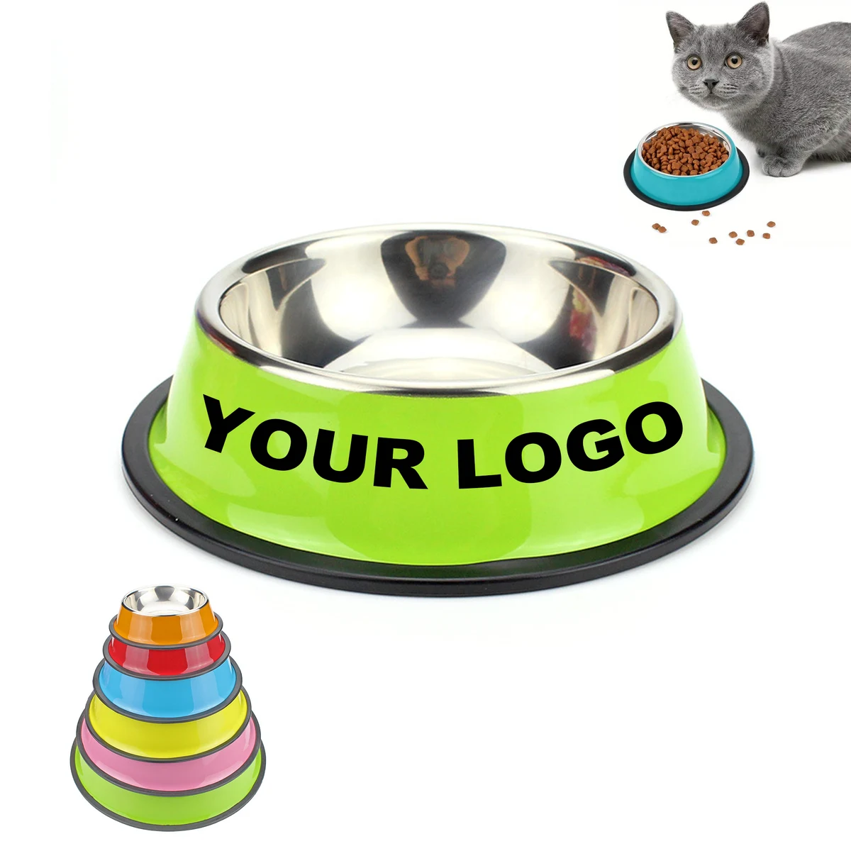 Coloured Stainless Steel Dog Bowls With Custom Logo 1