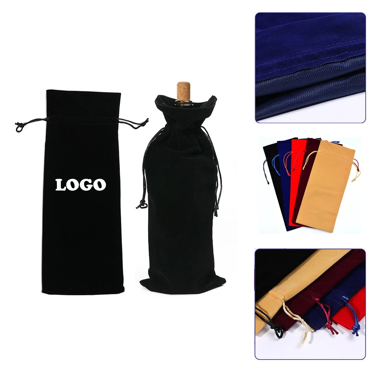MOQ 20 pcs Velvet Wine Bottle Bag 1