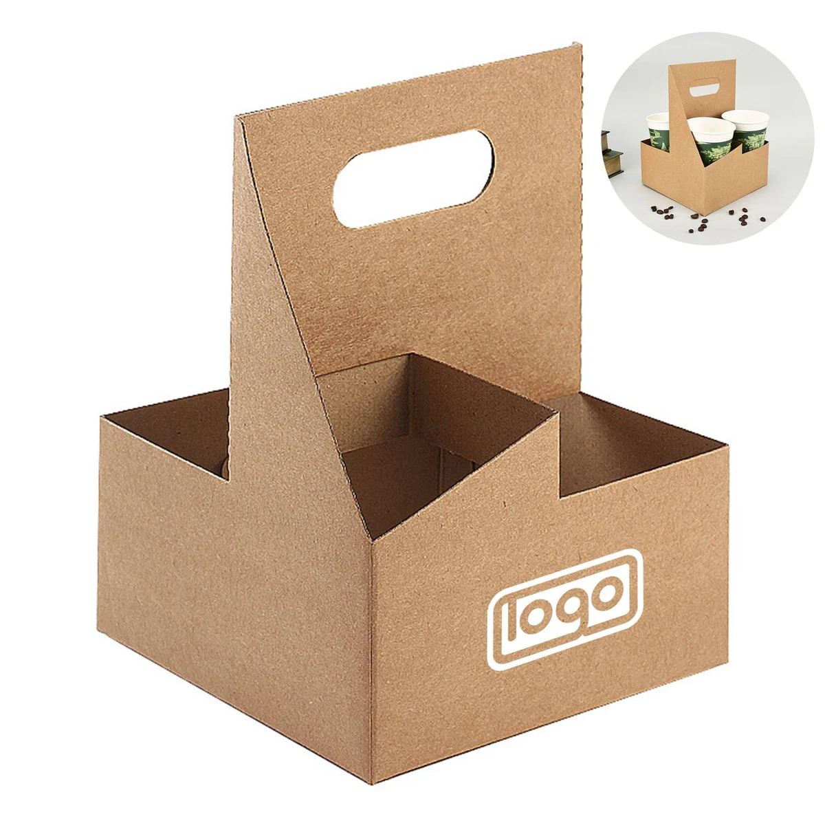 4 Cups Biodegradable Drink Carrier with Handle 1
