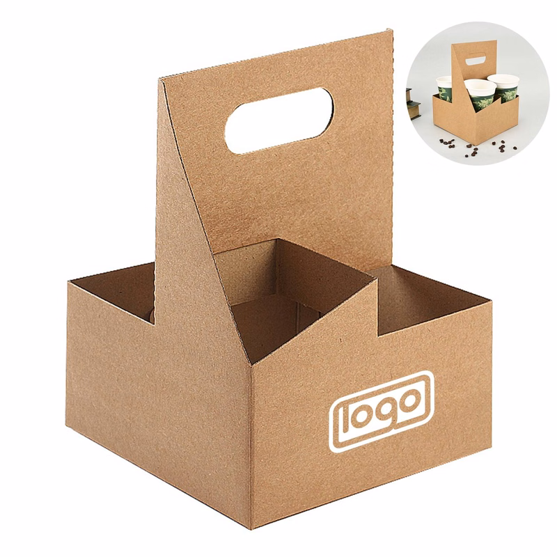 4 Cups Biodegradable Drink Carrier with Handle