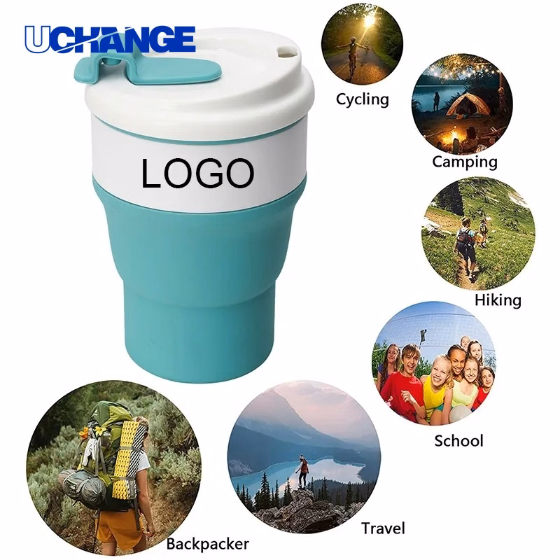 Collapsible Silicone Folding Mug with Lid for Sports & Outdoor Use