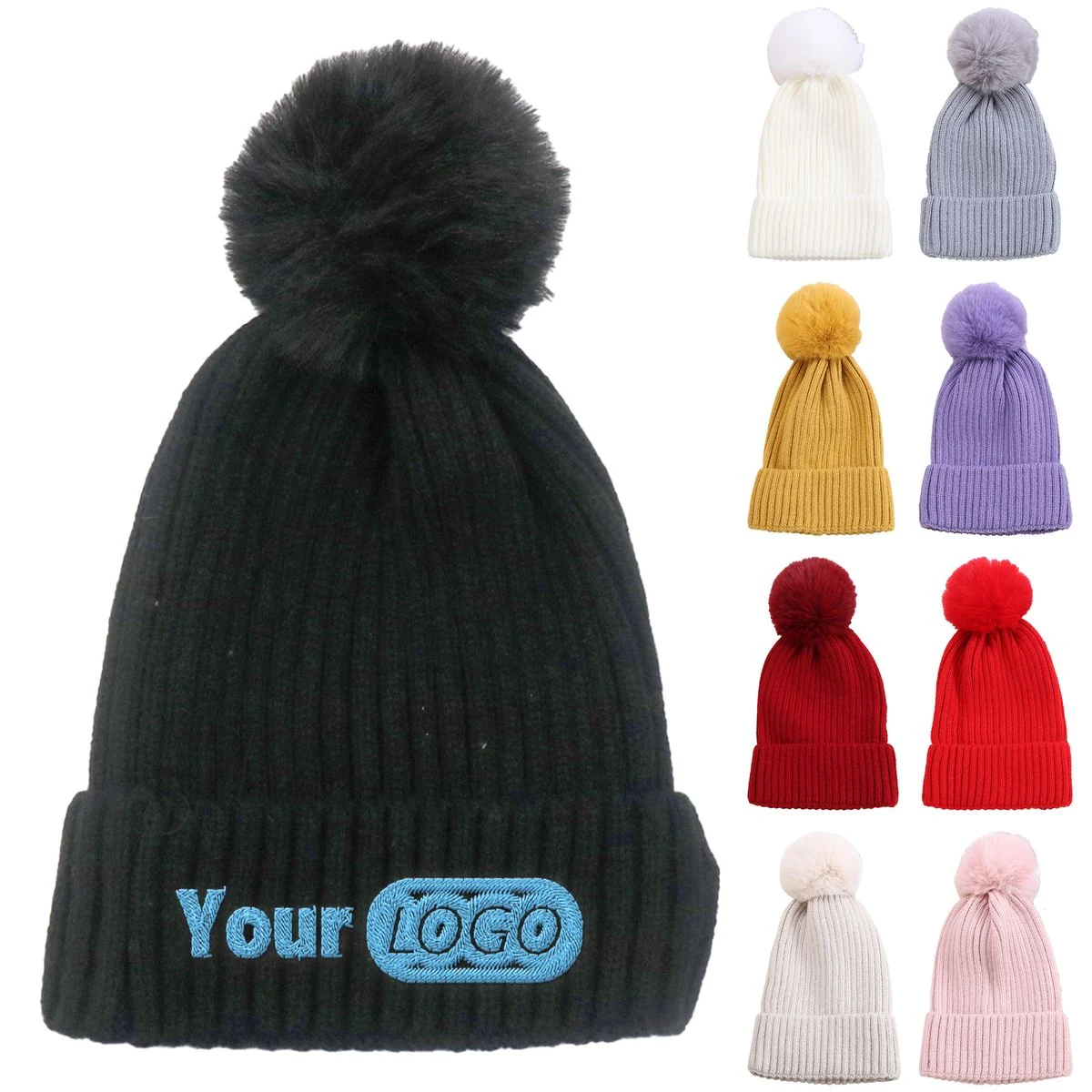Warm And Fluffy Beanie With Ball 1