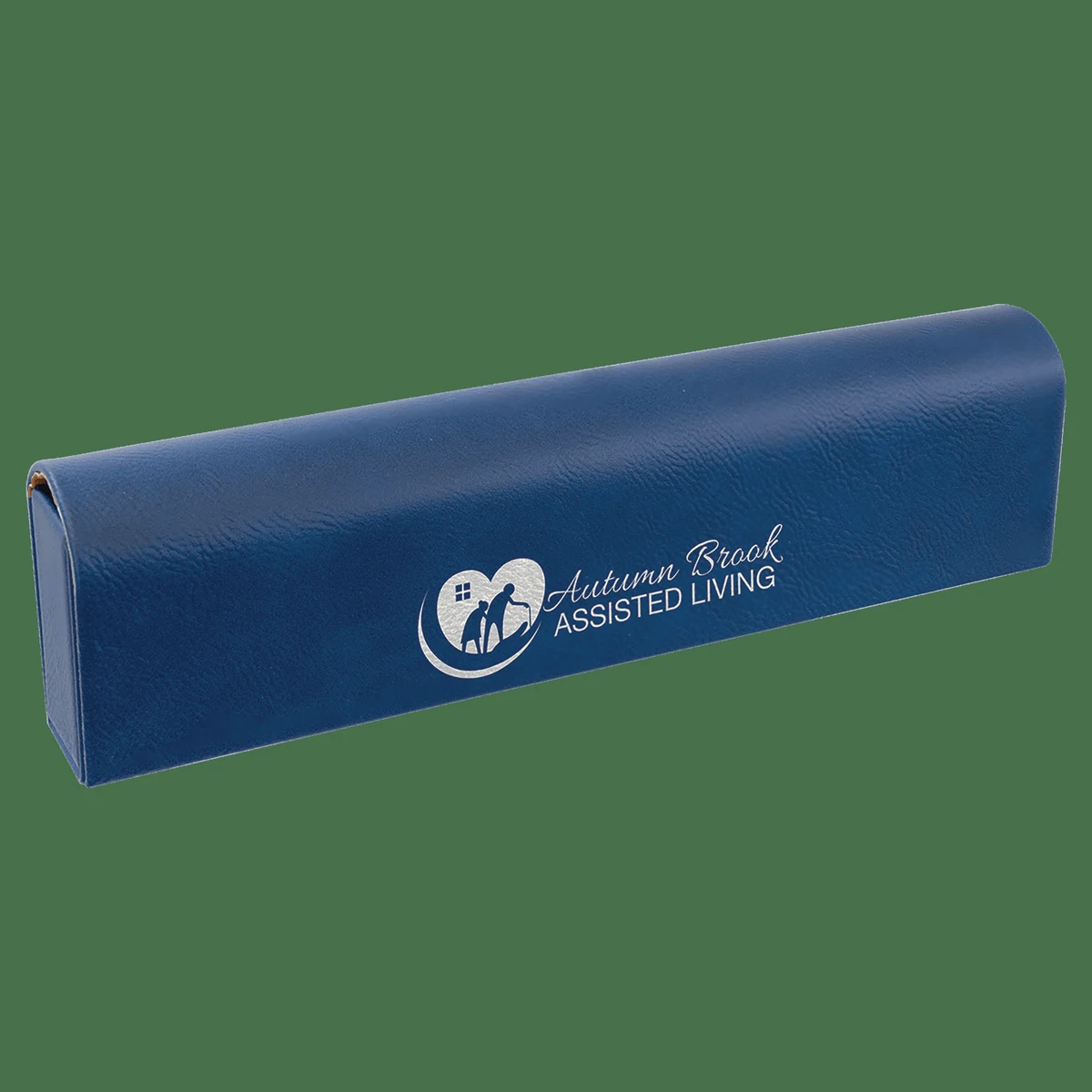 9 3/4" x 2 1/2" Blue/Silver Leatherette Pill Box 1