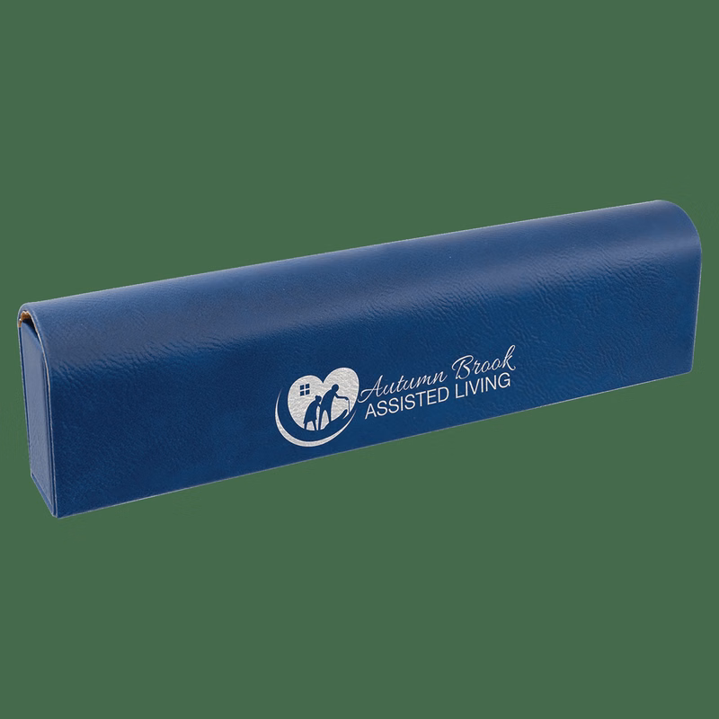 9 3/4" x 2 1/2" Blue/Silver Leatherette Pill Box