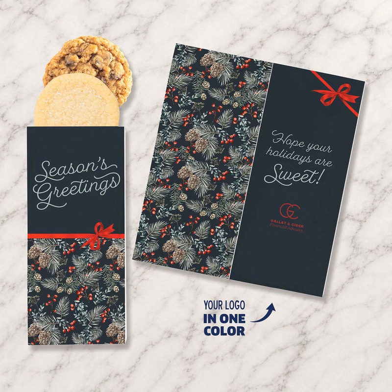 One Color Foil-Stamped Stock Pine Boughs & Berries Sweeter Cards with Homestyle Cookie Duo