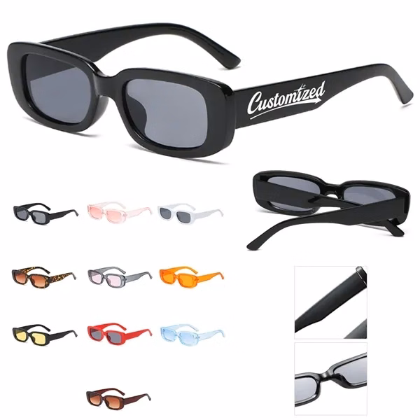 Custom Retro Rectangular UV Protection Sunglasses — Fashion Forward Promo Item