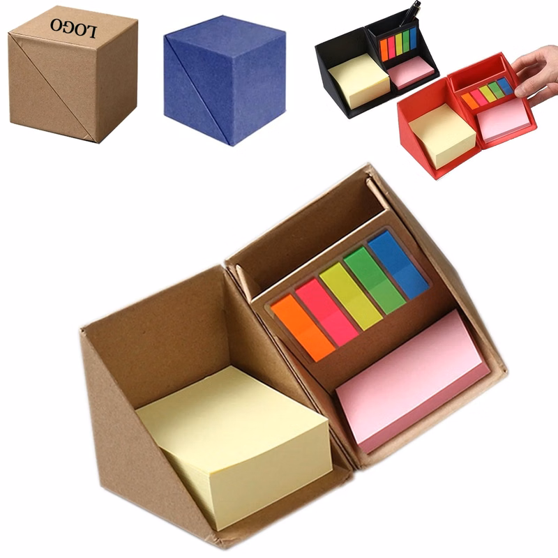Folding Sticky Notes Cube Box With Pen Holder