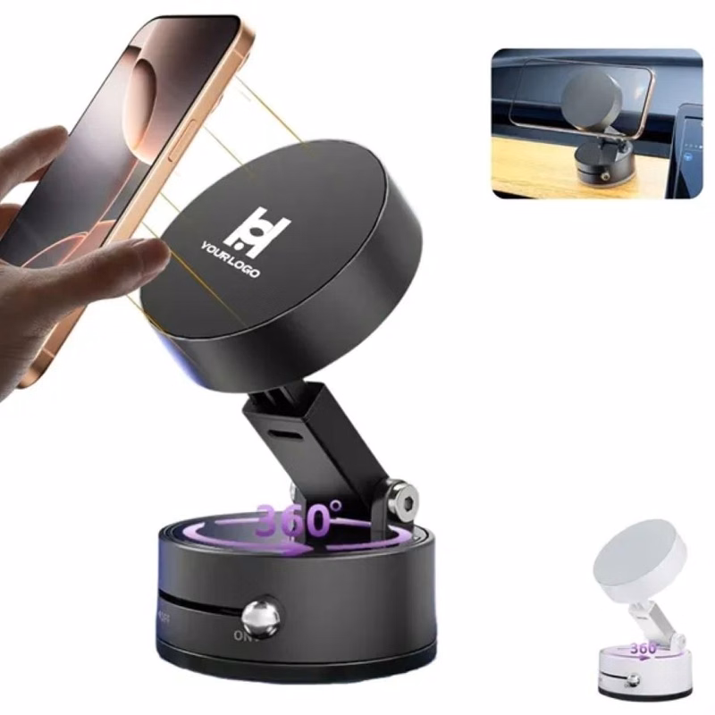 Foldable magnetic phone holder with vacuum suction for car