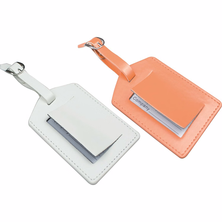Long Rectangular Leather Luggage Tag
