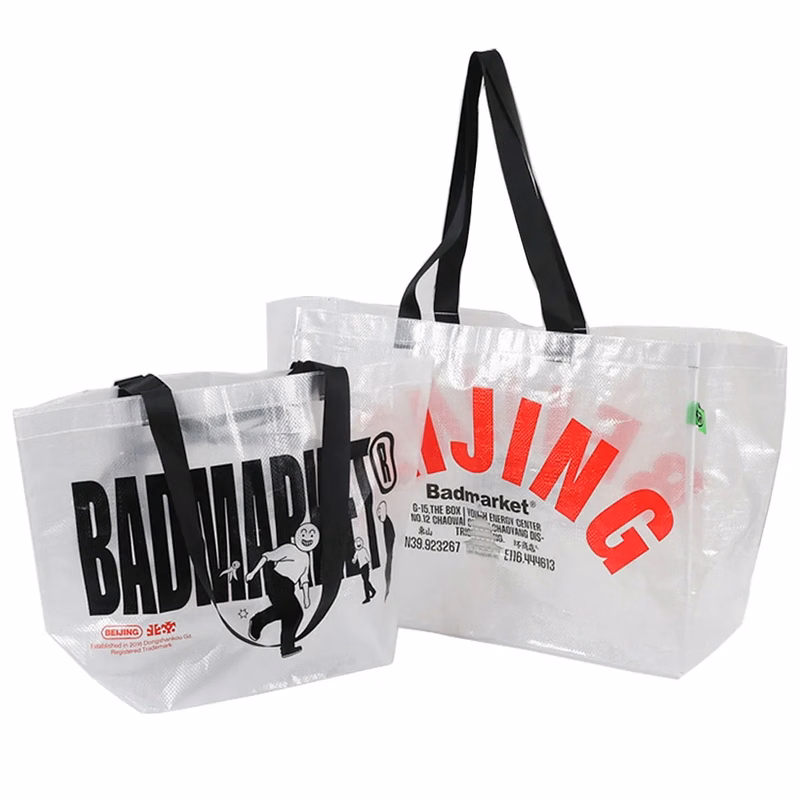 Customizable Reusable Grocery Shopping Woven Plastic Bags