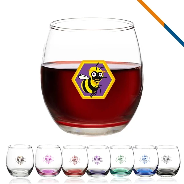 Custom 11.5 oz Stemless Wine Glasses Wide Bowl — Bar & Tasting Room Branding 1