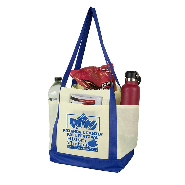 18"W x 12"H x 7" Gusset - "THE CRUISER" Faux Canvas 3-Pocket Value Tote 1