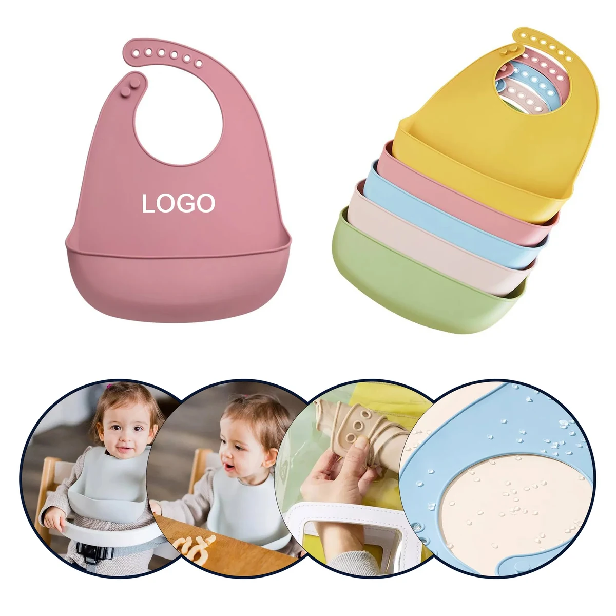 6 Buckle Silicone Baby Bib 1