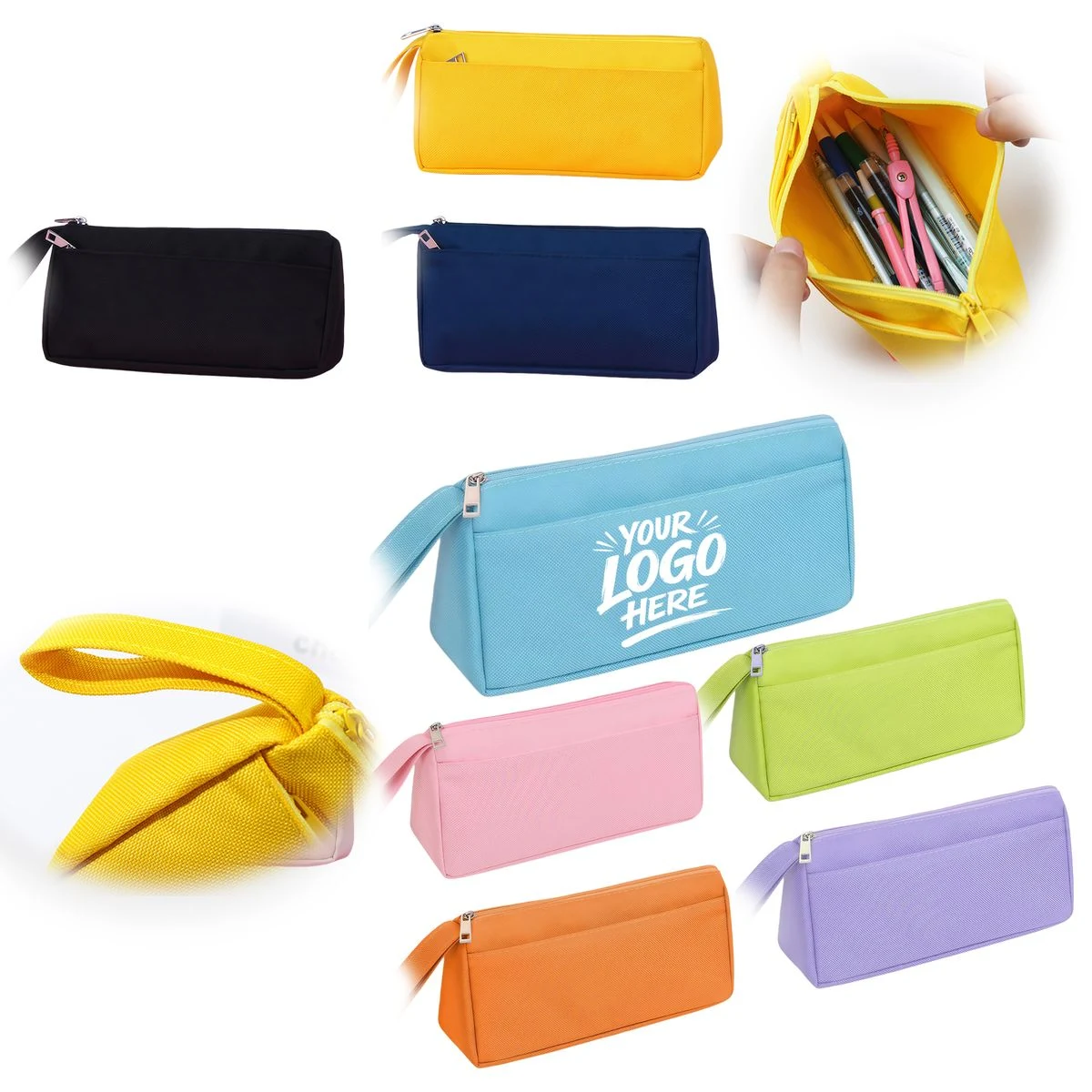 Double Compartment Oxford Pen Case With Zipper 1