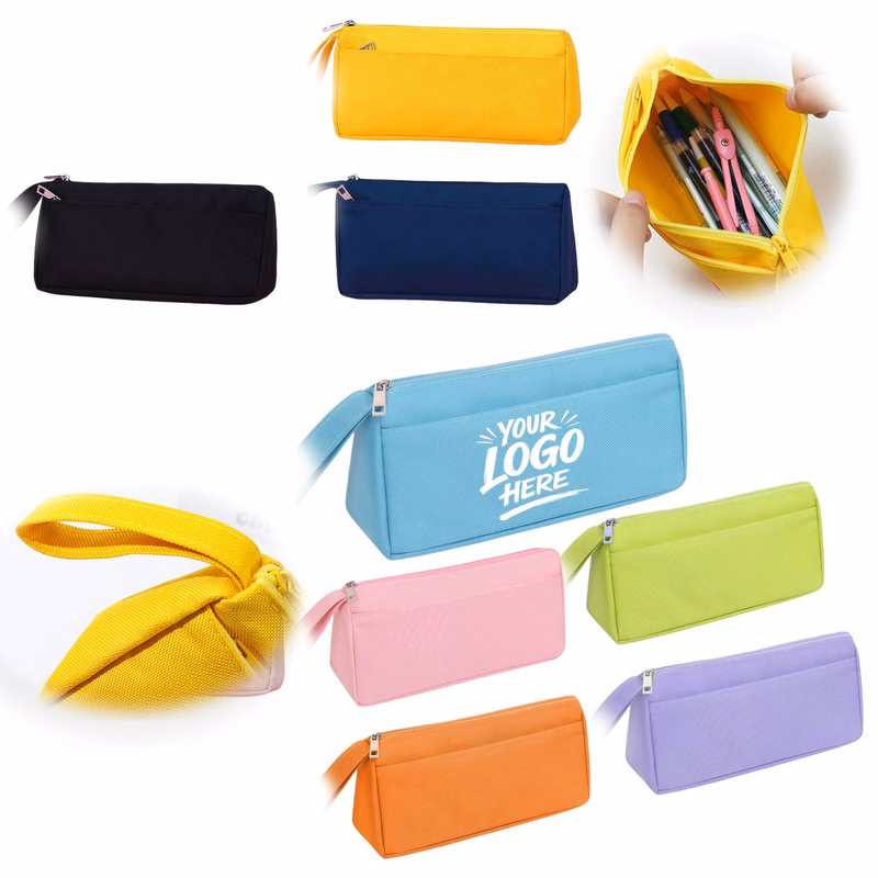 Double Compartment Oxford Pen Case With Zipper
