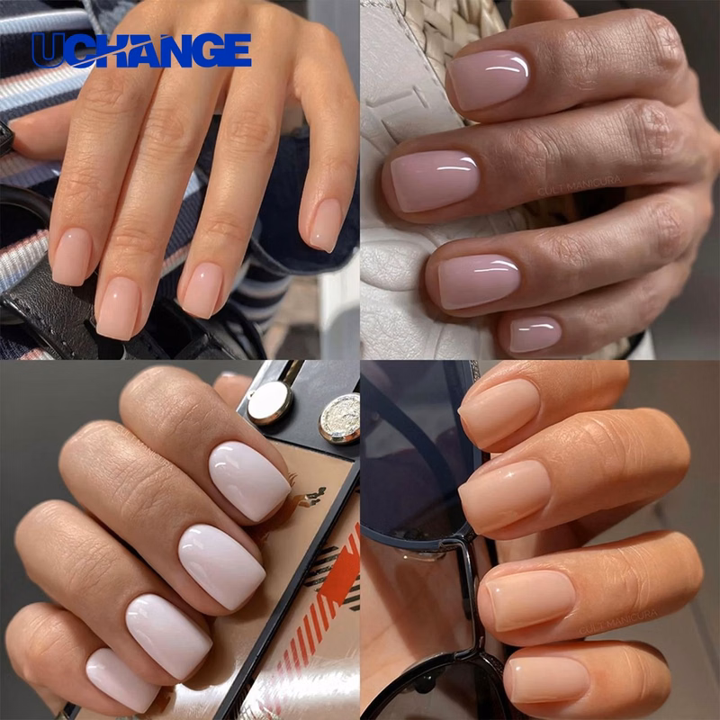 Solid Color Glossy Artificial Fake Nail Set