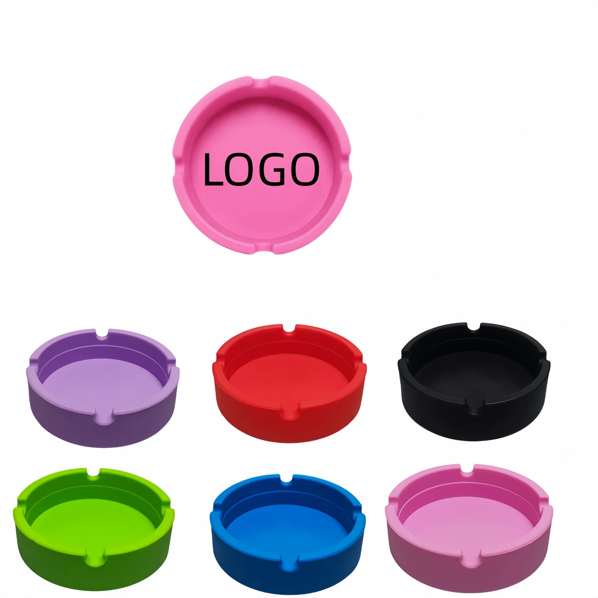 Solid Color Round Durable Silicone Ashtray 1