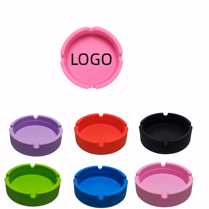 Solid Color Round Durable Silicone Ashtray