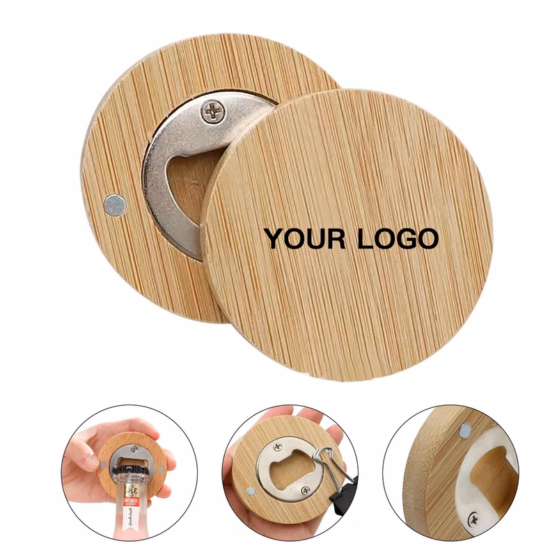 Portable Bamboo Magnetic Bottle Opener for Kitchen