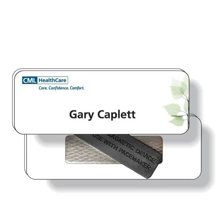 .050 White Plastic Badge with Bulldog Clip / rectangle (1" x 2.75") 4CP 1