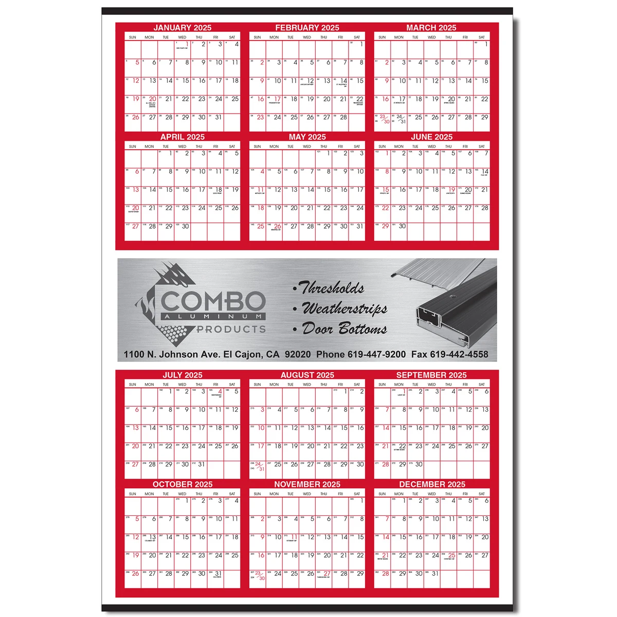 Large Year View Calendar w/Middle Ad 1