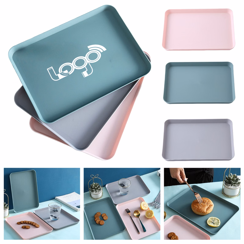MOQ 50 Nordic Style Rectangular Breakfast Tray Plastic Serving Plate