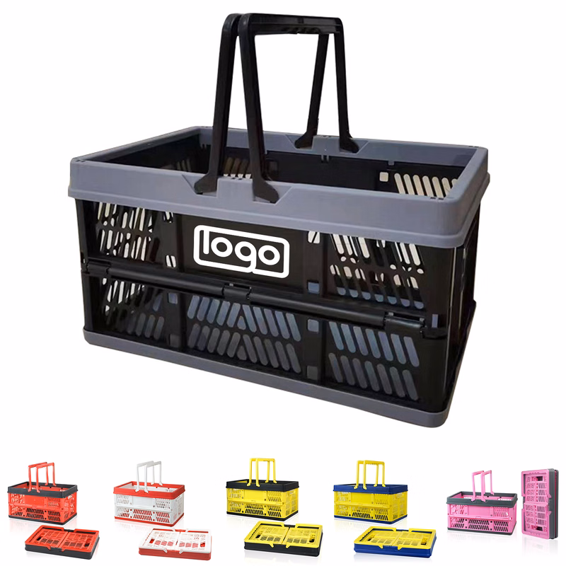 Foldable Plastic Storage Basket w/ Handle