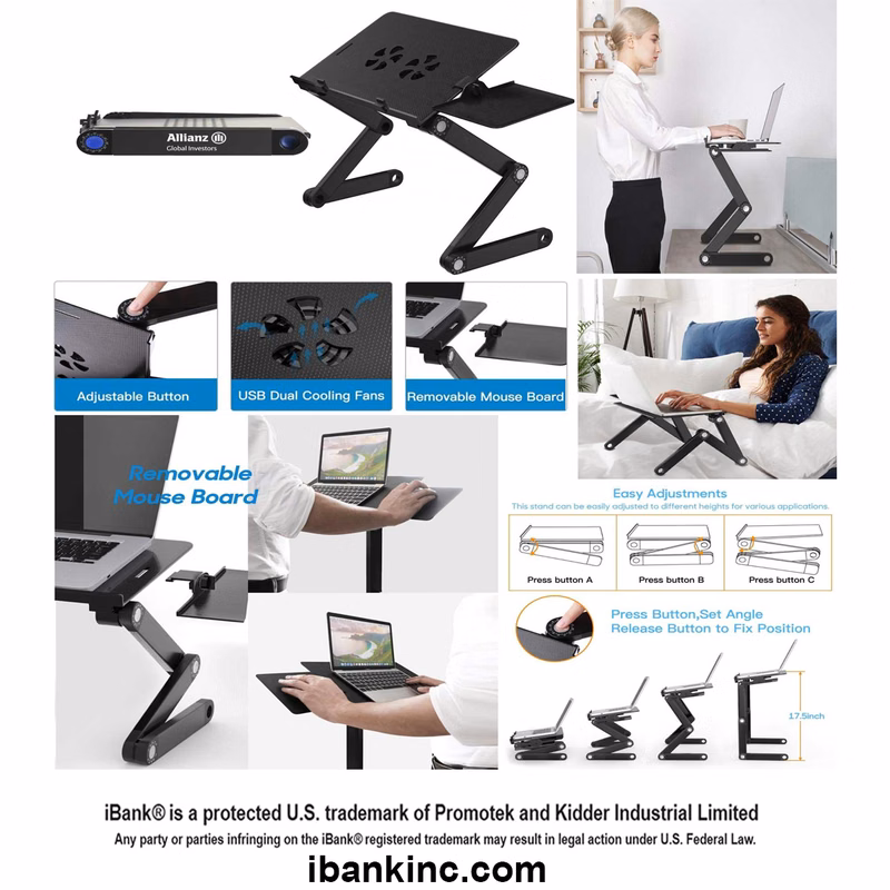 iBank ® Portable Laptop Stand, Desk Riser, Lap Desk