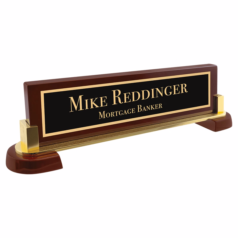 Roma Deluxe Wood Desk Nameplate