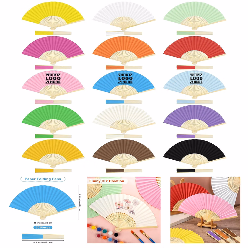 Wedding Gift Paper Folding Bamboo Handheld Fan