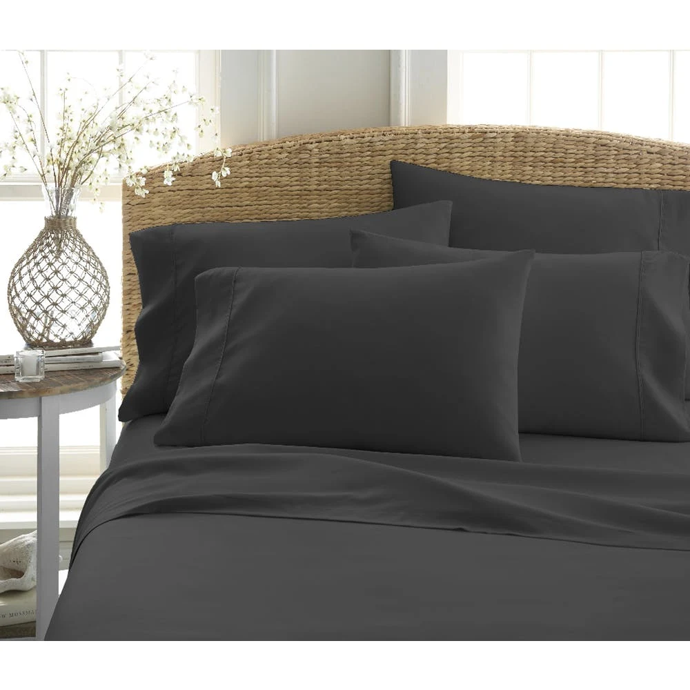 Microfiber Bed Sheet Sets - Black Twin 3-Piece Double-Brushed 1