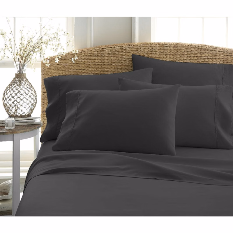 Microfiber Bed Sheet Sets - Black Twin 3-Piece Double-Brushed