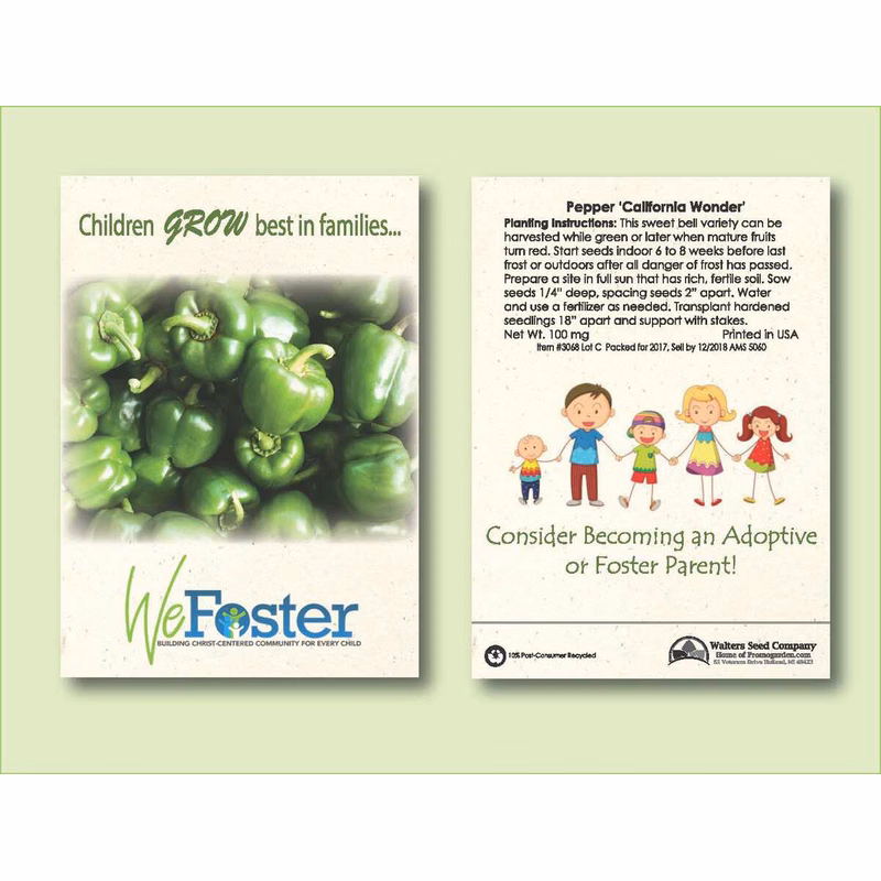 Pepper California Wonder Seed Packet - Size 3.25" x 4.5"