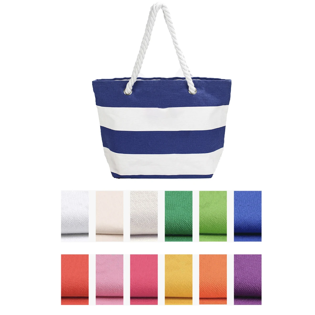 Line Cotton Beach Tote Bag With Rope Handle, custom tote bag with logo imprint 1