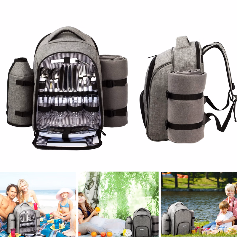Picnic Backpack for 4 Person with Cutlery Set