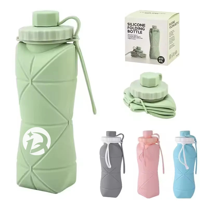 20 oz Silicone Collapsible Water Bottle With Keychain 1
