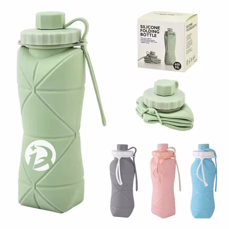 20 oz Silicone Collapsible Water Bottle With Keychain
