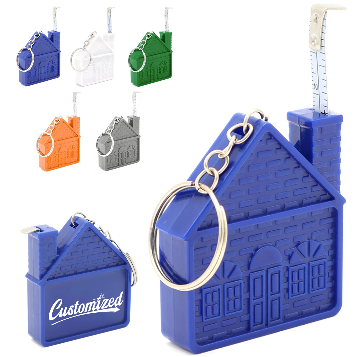 Custom House Shaped Mini Tape Measure Keychain 1