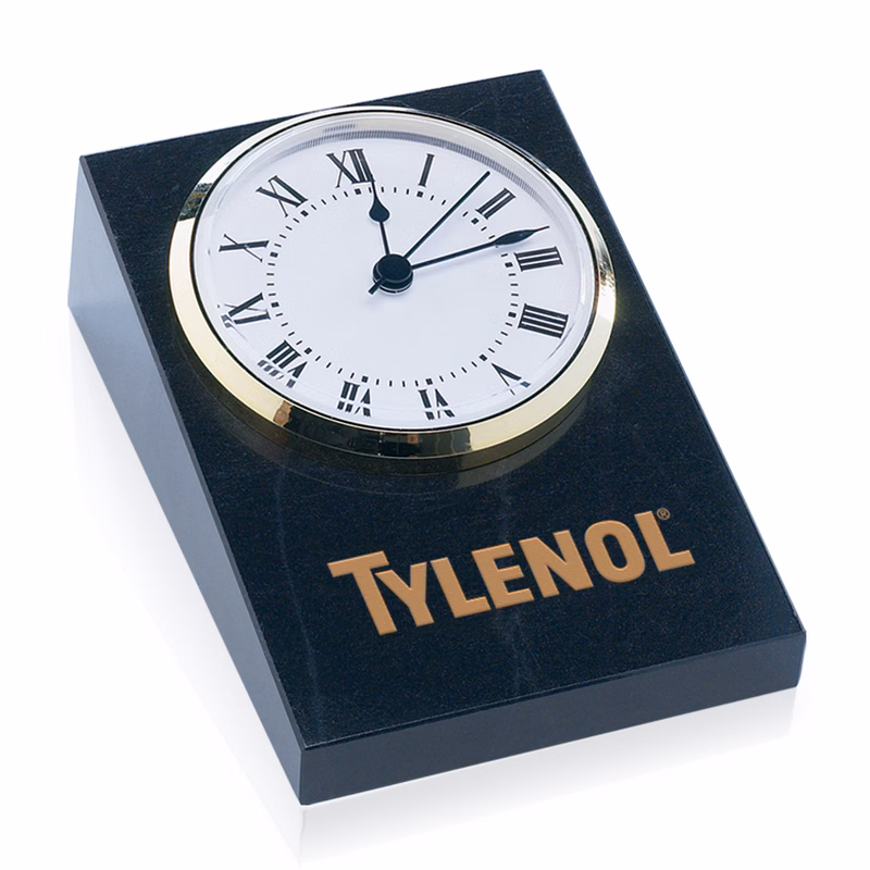 Large Wedge Black Marble Clock
