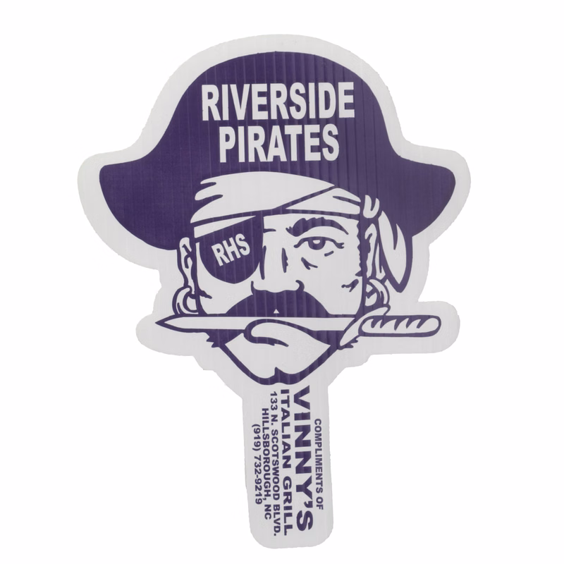 Pirate Mascot Hand Fan, Screen Printed