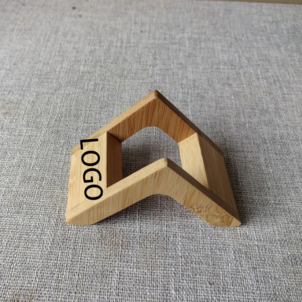 Triangular Bamboo Cup Coaster Stand 1
