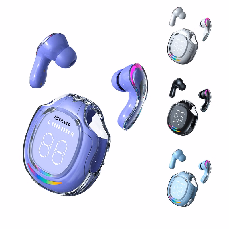Transparent Digital TWS Wireless Bluetooth Earphones