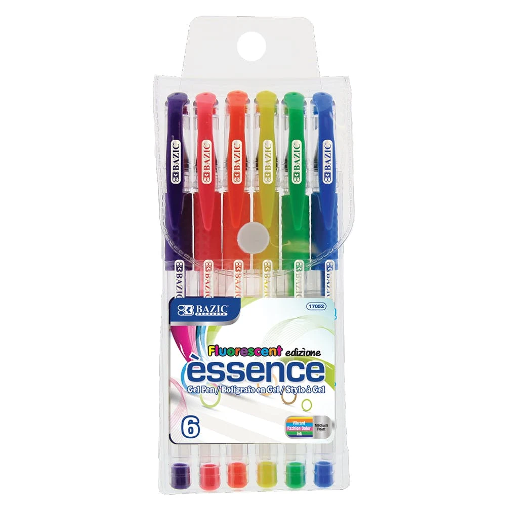 Gel Pens - Fluorescent Color Inks Medium Point 6 Pack 1