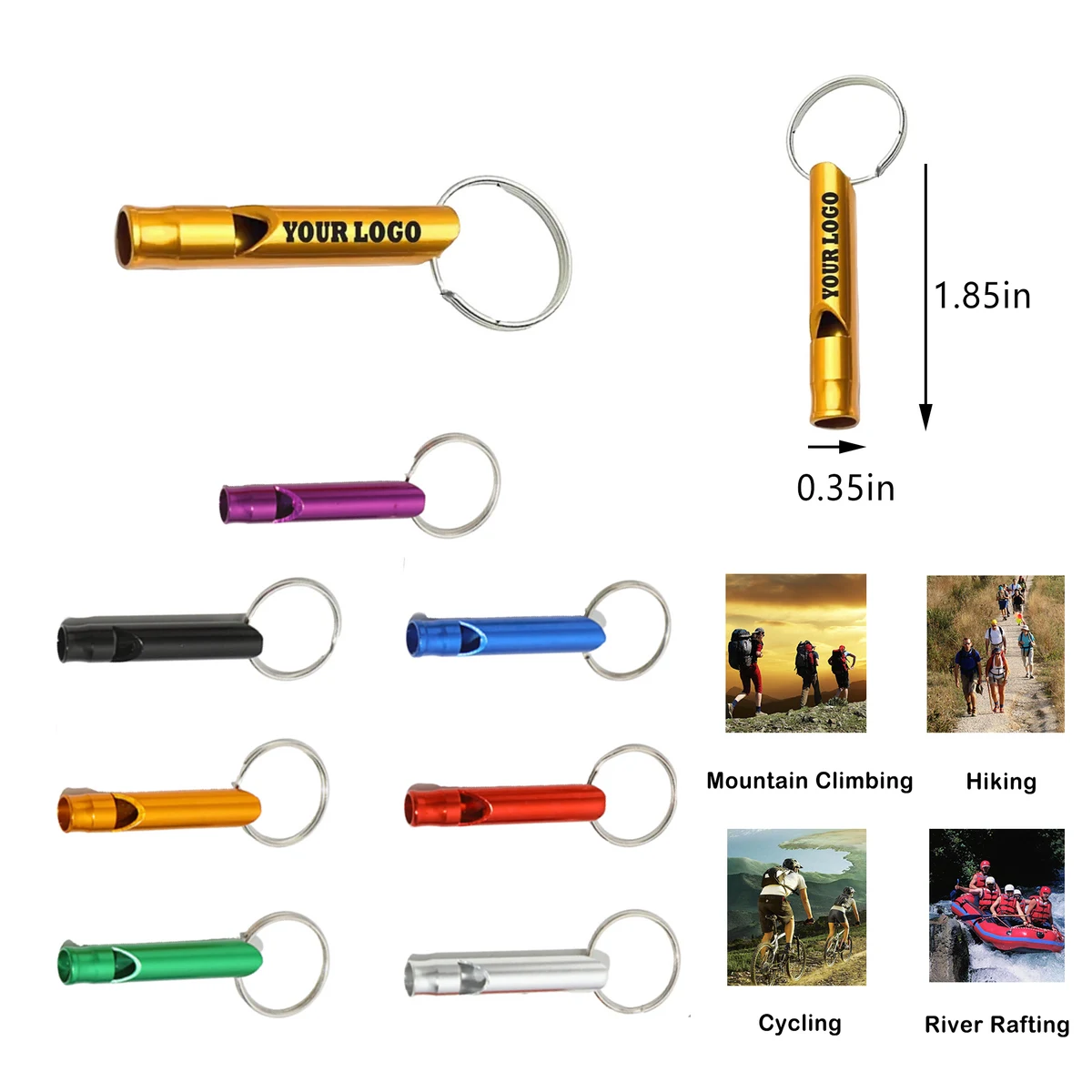 MOQ100 Custom Logo Aluminum Alloy Emergency Whistle Keychain 1