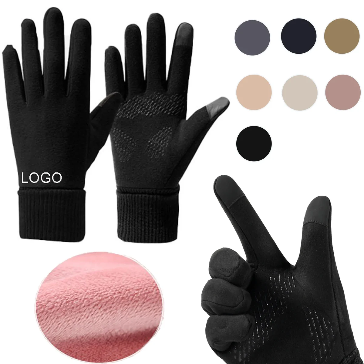 Spot Lined Touchscreen Text Gloves 1