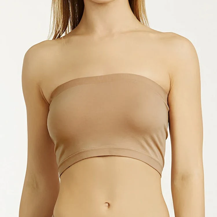 Women's Seamless No Pad Tube Bras - One Size Fits Most Beige 1
