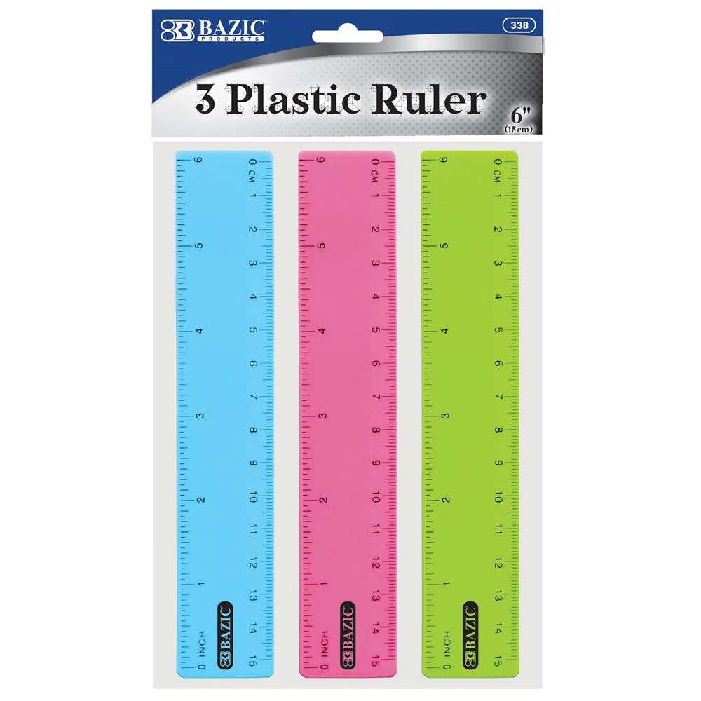 6" Plastic Rulers - 3 Pack Assorted Colors 1