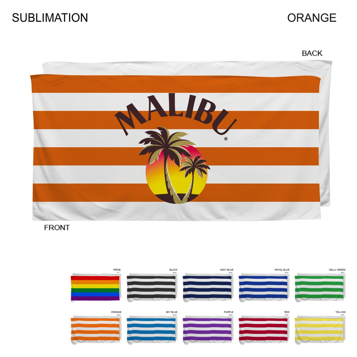 Cabana Stripe Sublimated, Heaviest Weight, Plush Velour Terry Cotton Blend Beach Towel, 30x60 1
