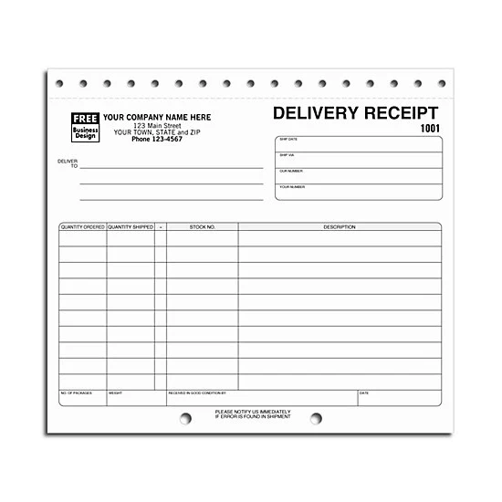 Delivery receipts, Sets 1
